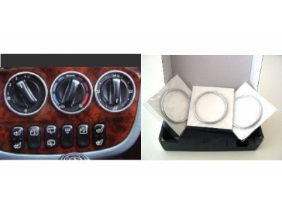 Mercedes W163 ML (98-05) декоративные накладки-кольца переключателей управления отопителем в салоне, хромированные металлические, 3 шт.
