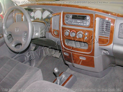 Декоративные накладки салона Dodge RAM 2002-2005 полный набор, 2 двери
